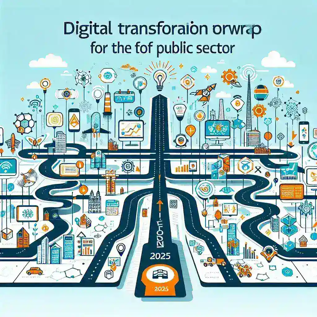 "Infographic showcasing the 2025 Digital Transformation Roadmap for the Public Sector released by the Government of Indonesia, highlighting key initiatives and goals."